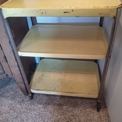 70s Era Vintage Yellow Kitchen Cart