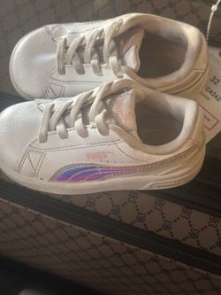 Puma Toddler White Sneakers with Iridescent Detail