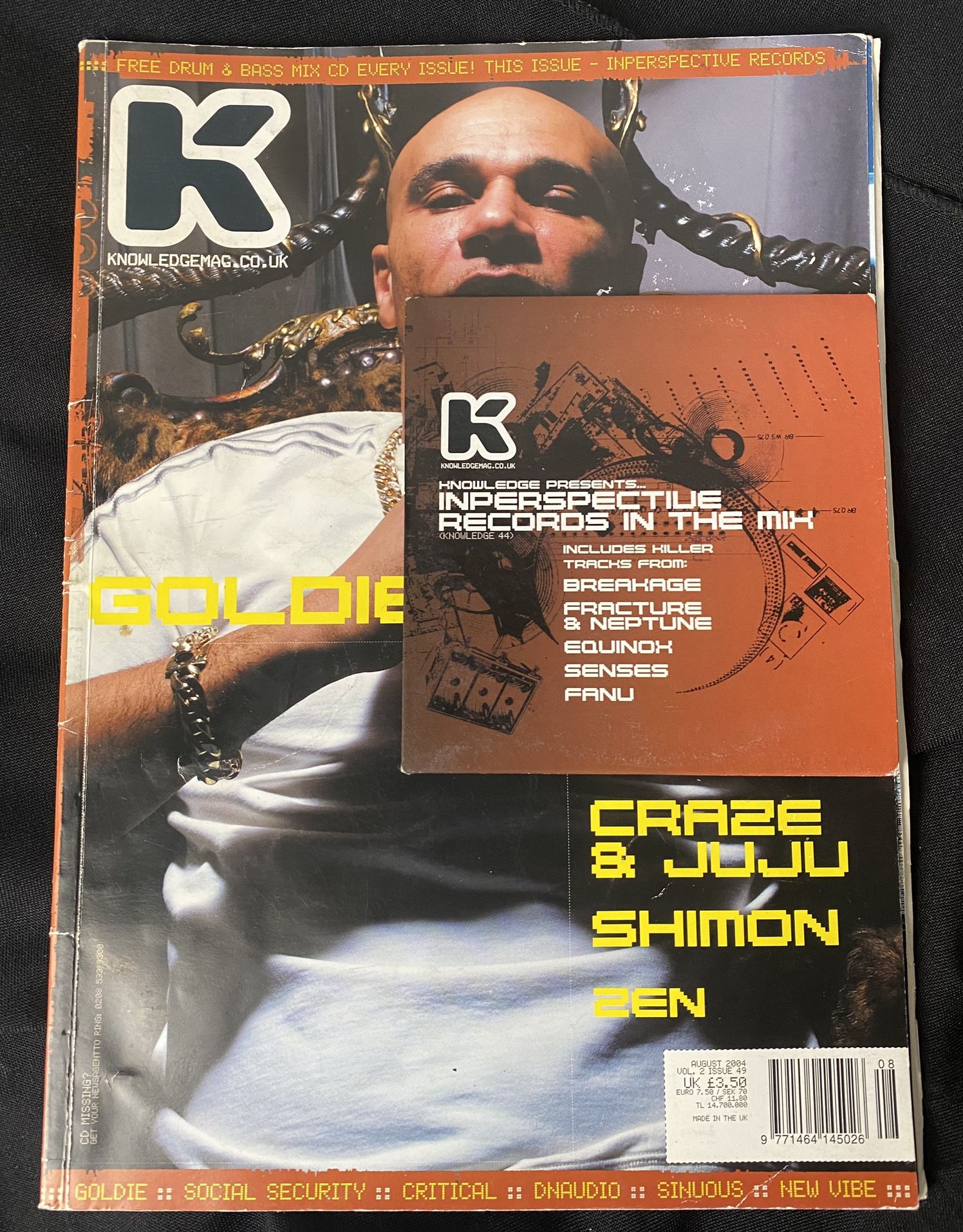 KMag Knowledge Magazine Goldie August 2004 Vol 2 No 49 w/ CD Jungle DnB Rare Zen