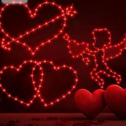 Baquler 3 Pack Large 17" Valentines Day Window Lights 8 Mode USB and Battery Powered Valentines Day Heart Lights Outdoor Valentine Window Lighted Deco