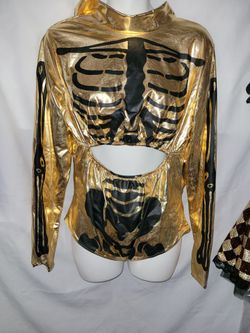 Gold Metallic Skeleton Cutout Bodysuit