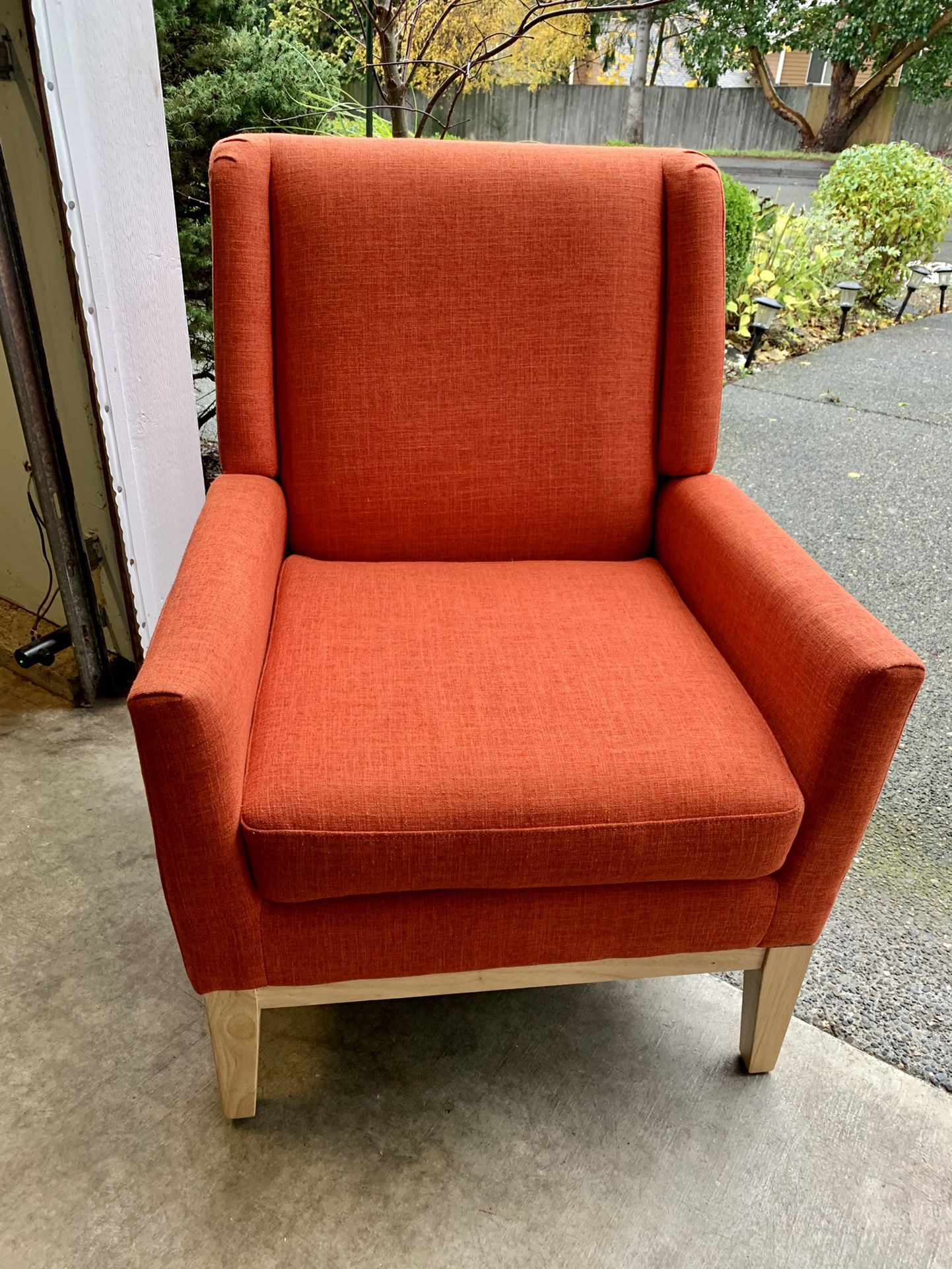 Beautiful Coral/ Reddish Fabric Accent Chair
