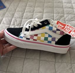Vans Little Girls Rainbow Checkered Shoes