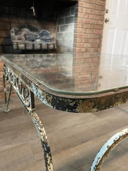 Vintage Wrought Iron Coffee Table – Beautiful Natural Patina – 36.5” Square