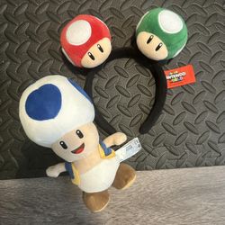 Mario Bros. Toad Plushie And Headband From Universal Studios $20
