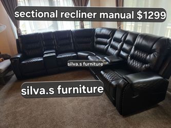 Sectional Recliner Manual negor y cage y gris