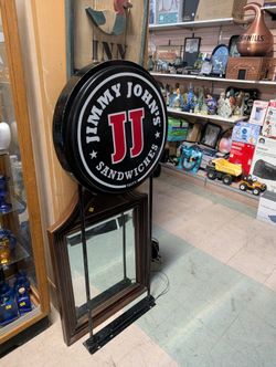 Jimmy Johns Sandwiches Round Illuminated Metal Sign Store Display Collectible - MISSING PLUG