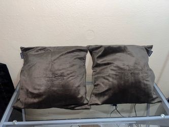 Set of 2 Brown Velvet Throw Pillows 20”x20”