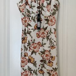 New FASHION NOVA Angela Floral Mini Dress Off White SIZE M