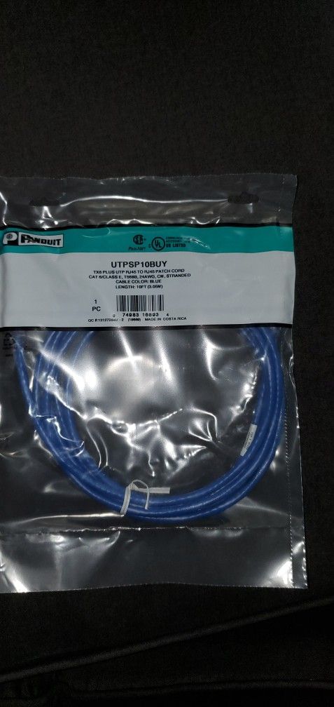 cat 6 utp rj45 to rj45 patch cord blue 10 ft. pick up/meet in south county/Arnold or nearby
