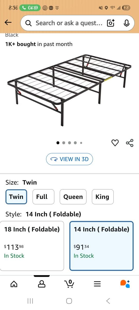 Twin Fold Up Metal Bed FRAME