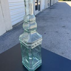 24” Vintage Embossed Ornate Decorative Glass Bottle Vase