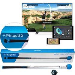 Phigolf2 Golf Simulator Software Updated - Golf Simulators for Home, Golf Swing Trainer with Upgraded Motion Sensor & 3D Swing Analysis, Compatible WG