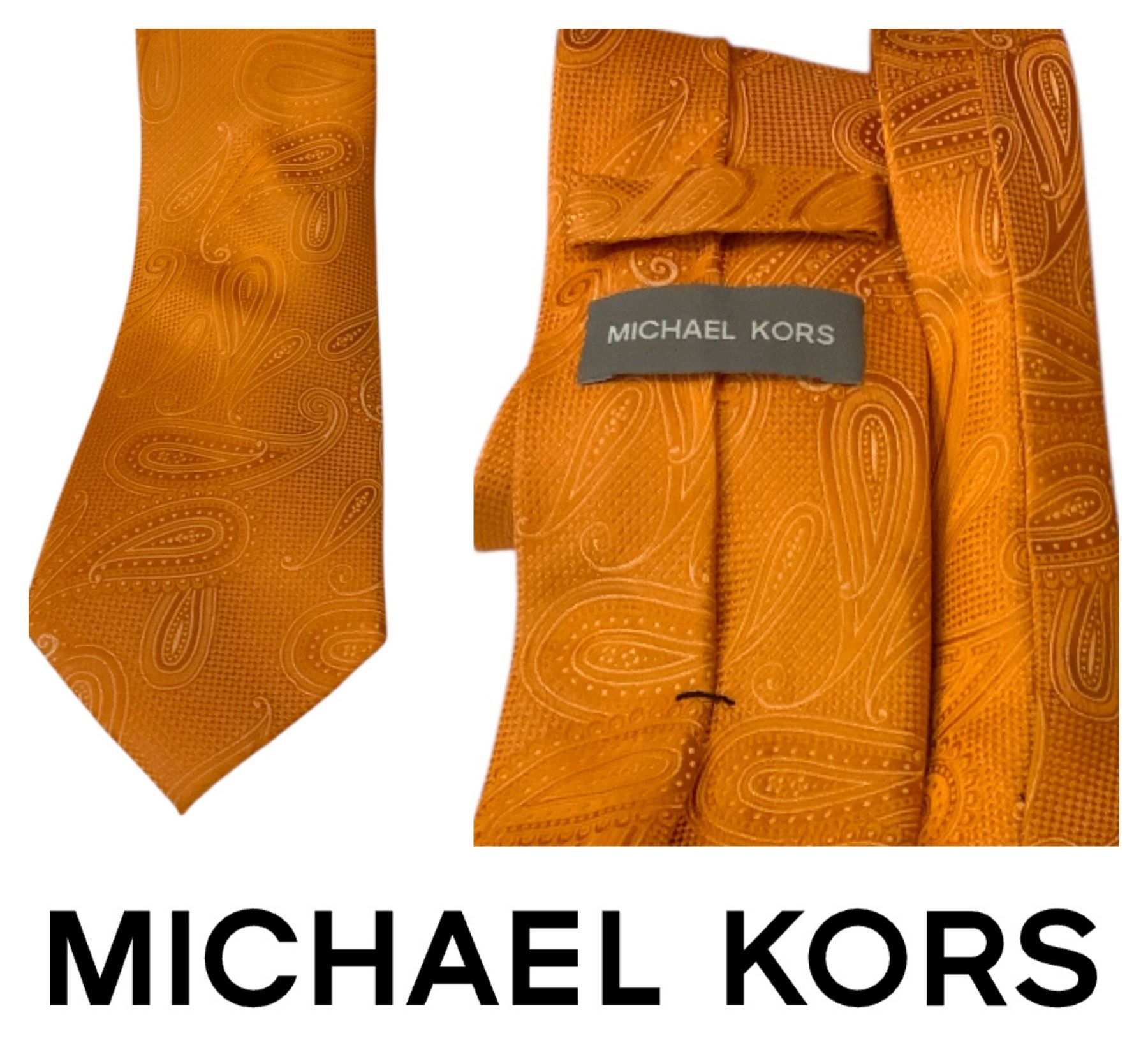 Burnt Orange Paisley Michael Kors Silk Tie 60” X 3”