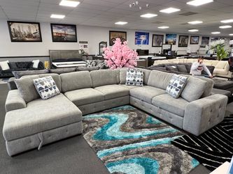 Gray Sofa Sleeper w/ Storage Chaise