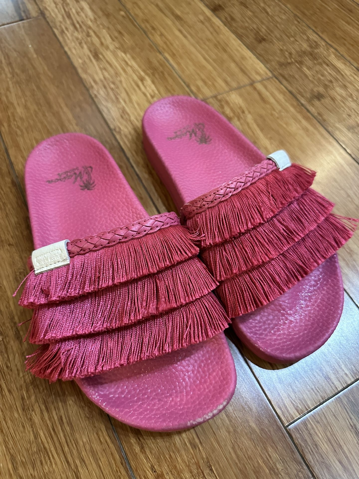 Maison Scotch Pink Fringe Slippers