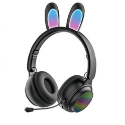 Cute Bunny Ear Bluetooth Wireless Foldable Headphone Headset with Microphone and FM Radio ST81M