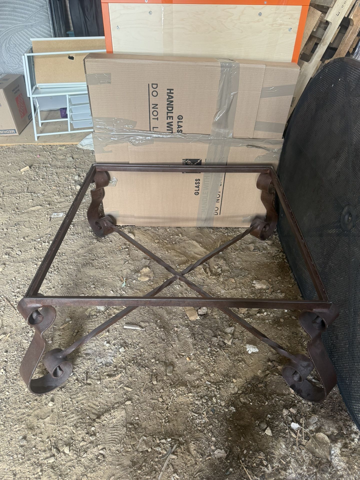 Iron coffee table with glass top