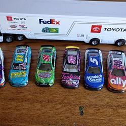 Nascar Diecast Cars And Semi Trailer 