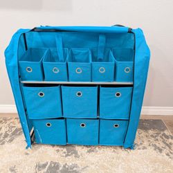 Multi-Bin Storage Shelf 11 Drawers Storage Chest Linen Organizer Closet Cabinet with Zipper Covered Foldable Fabric Bins and Sturdy Metal Shelf Frame 