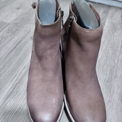 Aqua College Waterproof Booties Womens 12 Cognac Nubuck Western Zip Shoes Boots