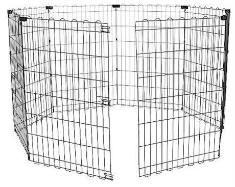 Amazon Basics Foldable Metal Exercise Pet Play Pen for Dogs, Fence Pen, No Door, Black, 8 panels each 24” wide by 36” tall 