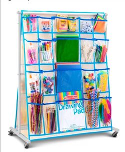 Craft Rolling Cart with Wheels - 40 Storage Pockets - Portable Organizer for Arts & Craft Supplies