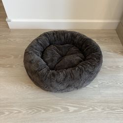 Best Friends by Sheri Original Calming Donut Dog and Cat Bed, Lux Faux Fur, Mink Dark Gray, (23in x 23in) - Anxiety Relief for Pets Up to 25 lbs