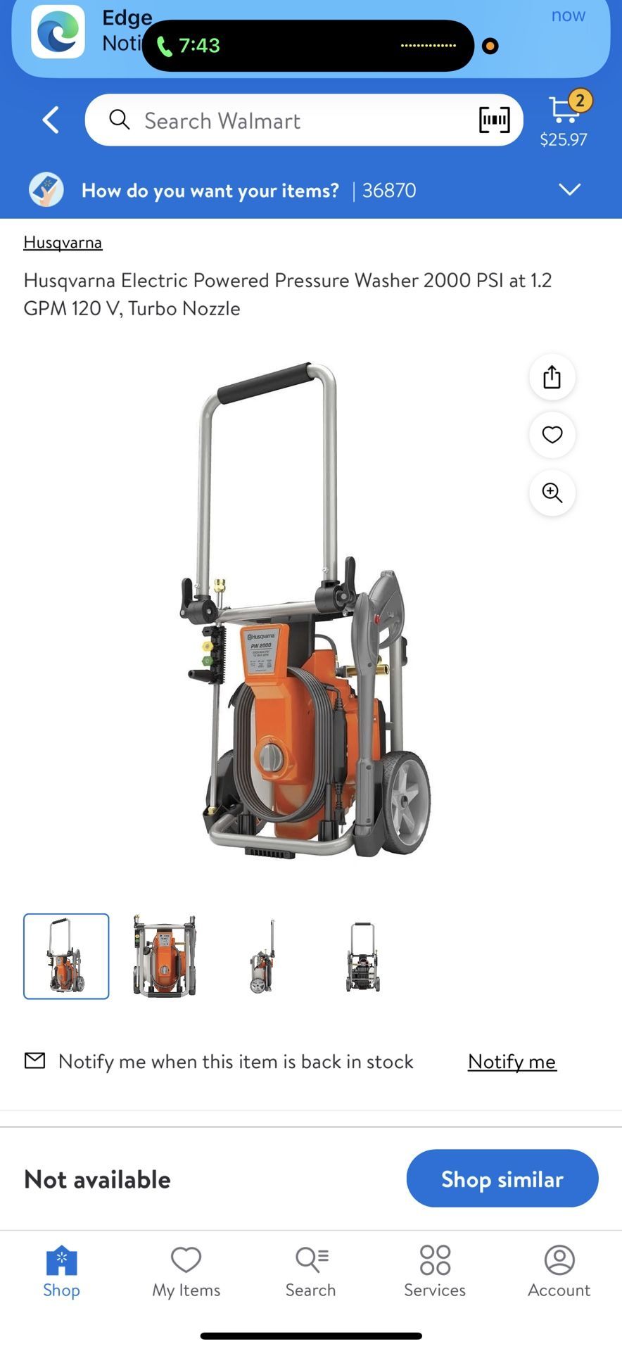 New Husqvarna PW2000 Pressure Washer