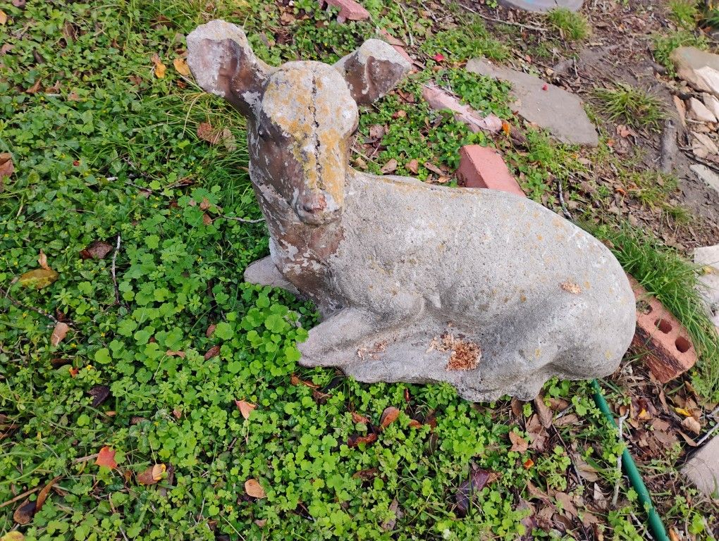 Very Old Concrete Deer Statue