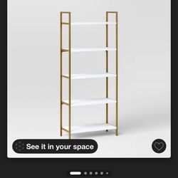 72" Loring 5 Shelf Ladder Bookshelf White - Threshold™: Metal Frame, Fixed Shelves