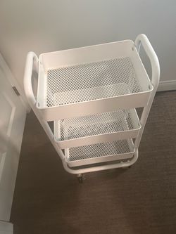 White 3-Tier Metal Rolling Storage Cart