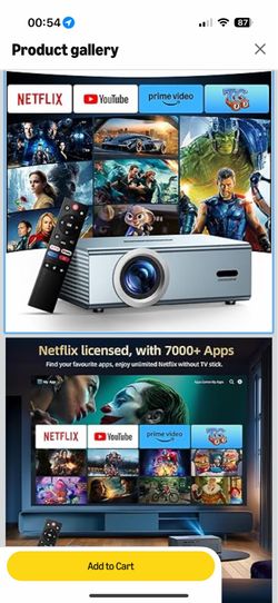 Compatible with Netflix Movie Projector with WiFi6 and Bluetooth5.3, Built-in App Store, Dolby Audio & Electric Focus & Auto Keystone, 4K Support High