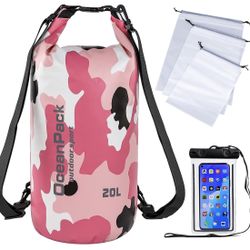 Waterproof Dry Bag 20L Roll Top Dry Storage Bag Backpack Camouflage for Women Men 