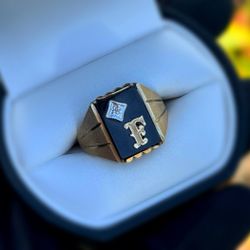 Jewelry 10k solid yellow gold onyx stone natural diamonds 2.01CTW ring size 9.50