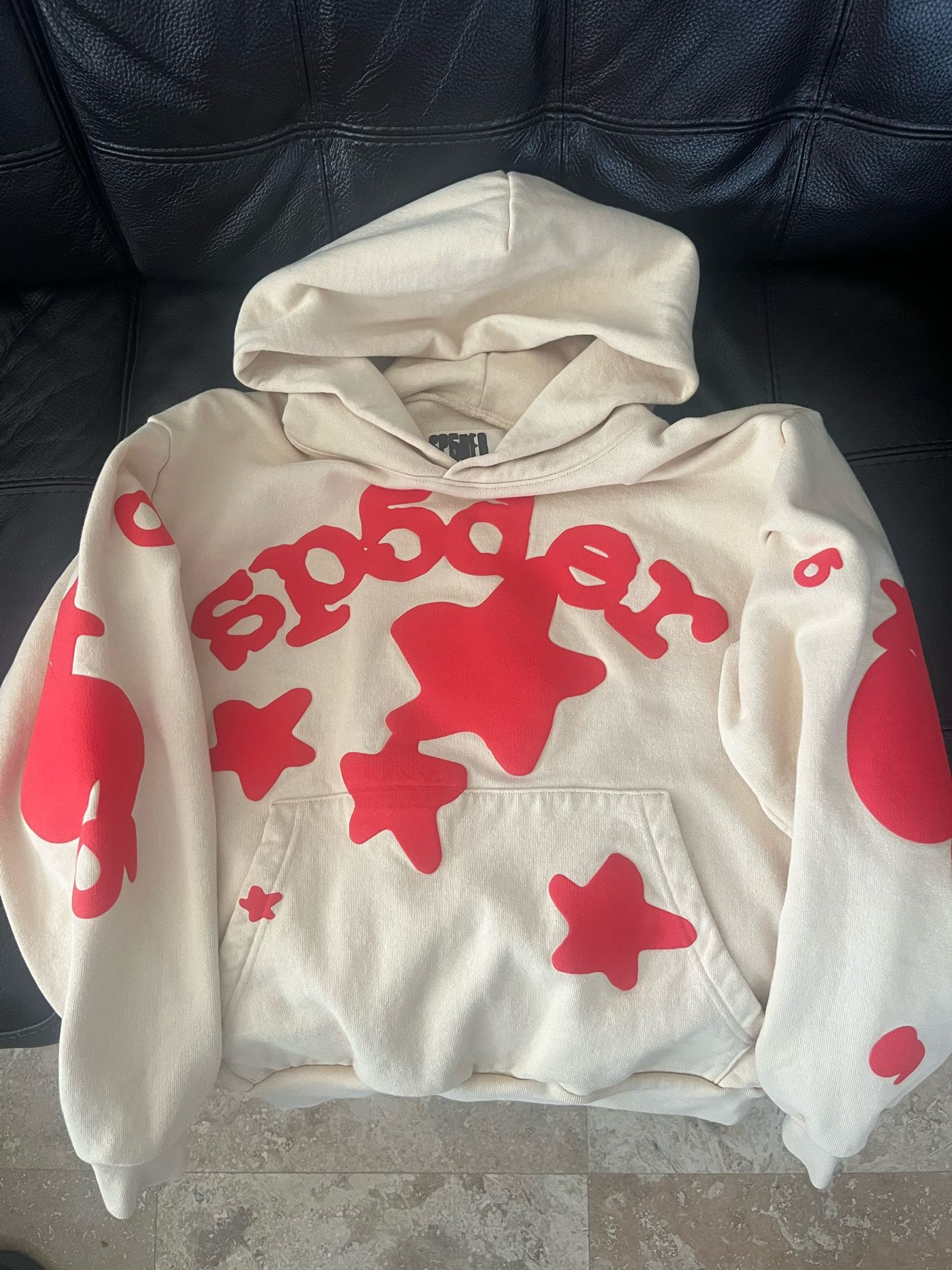 Sp5der Cream Beluga Hoodie xs