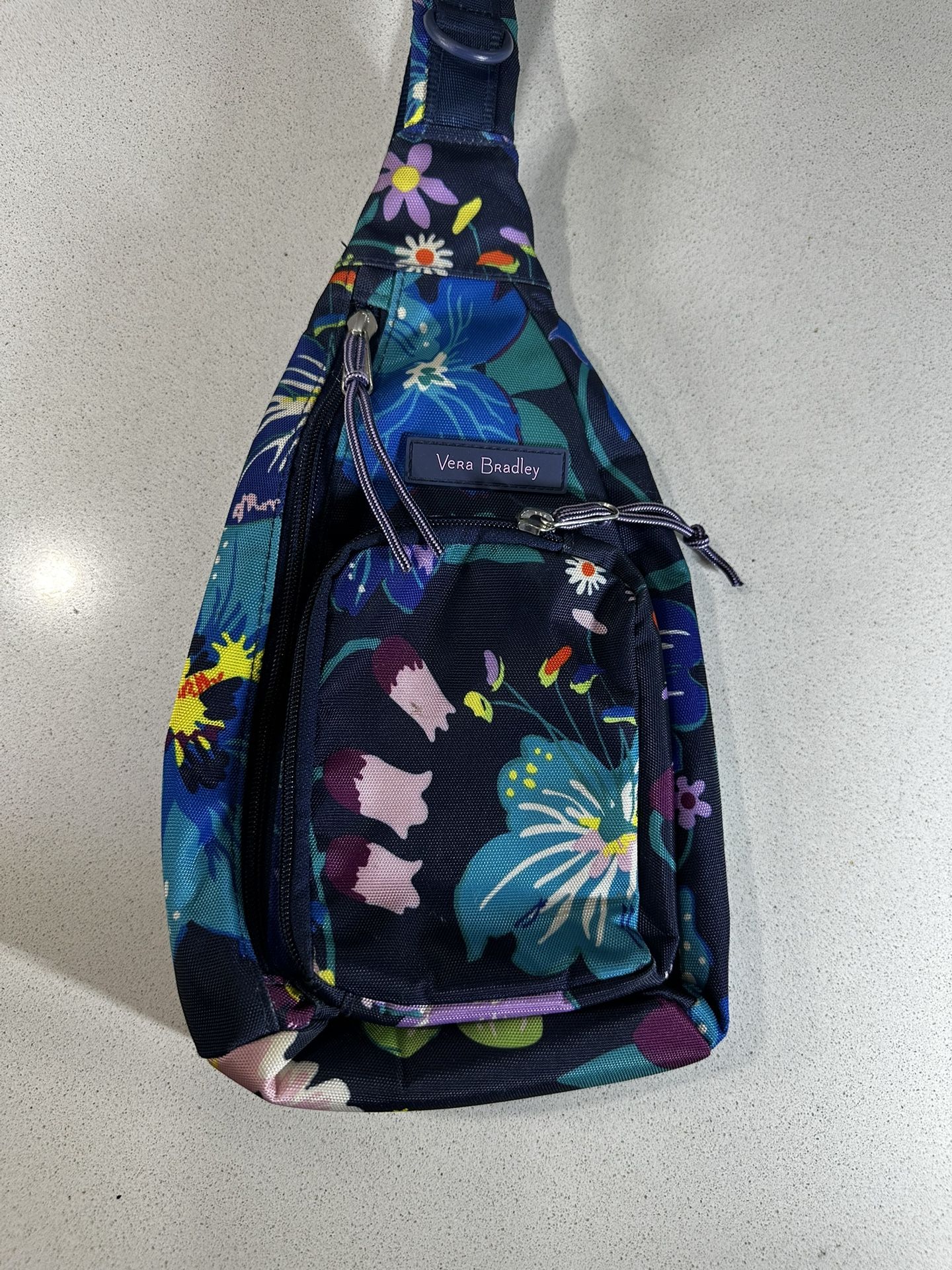 Vera Bradley Crossbody Single Strap Bag With Floral Accents.