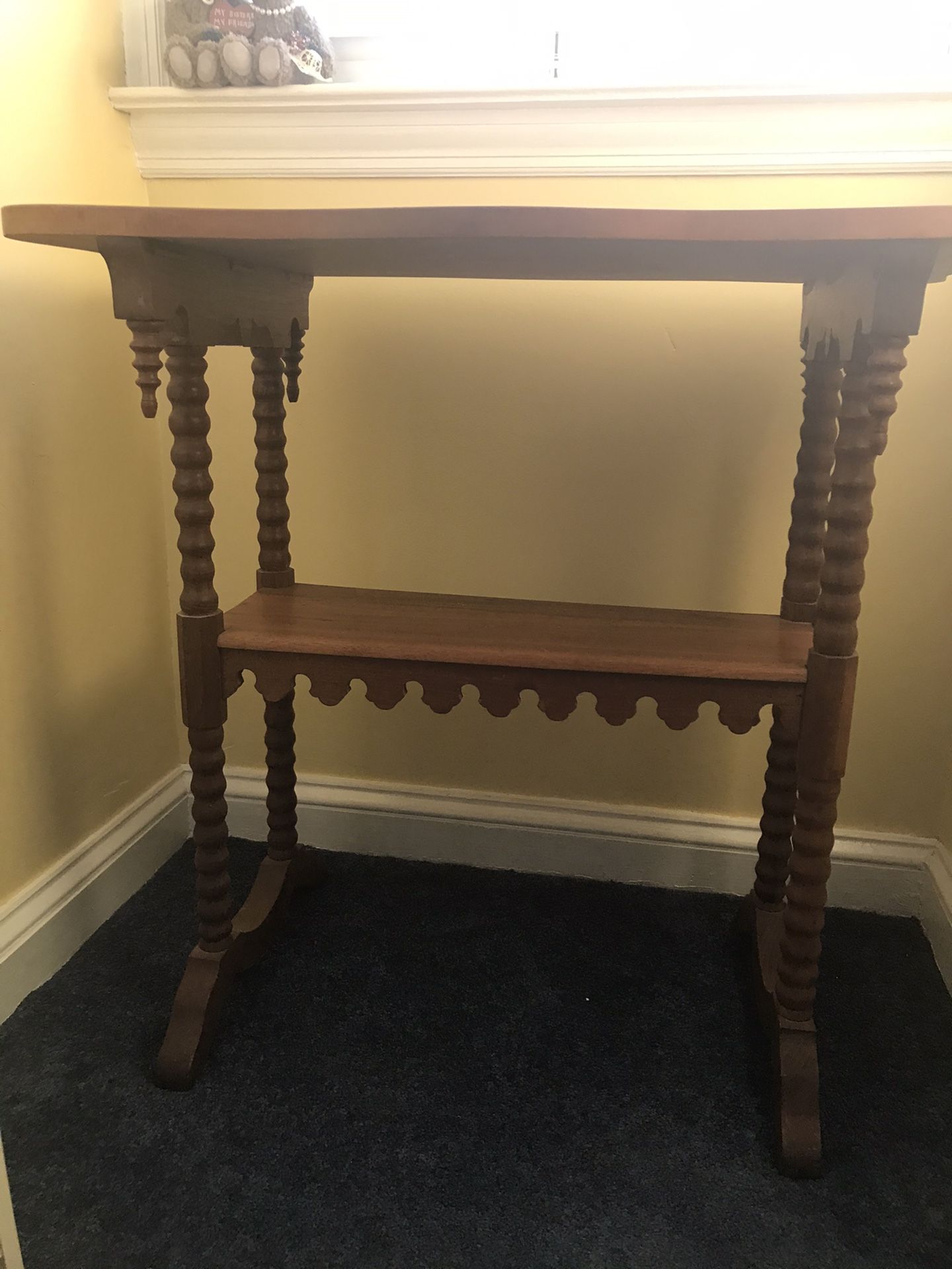 Antique End table with spool legs