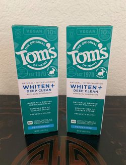 Tom’s of Maine Whiten Plus Deep Clean Natural Whitening Toothpaste with Fluoride, Peppermint, 4.0 oz. New $8.00 for both
