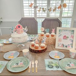 Farm Birthday Decorations Watercolor (195 Pieces) Serves 24 guests