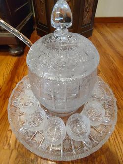 Bohemian Crystal Punch Bowl Set