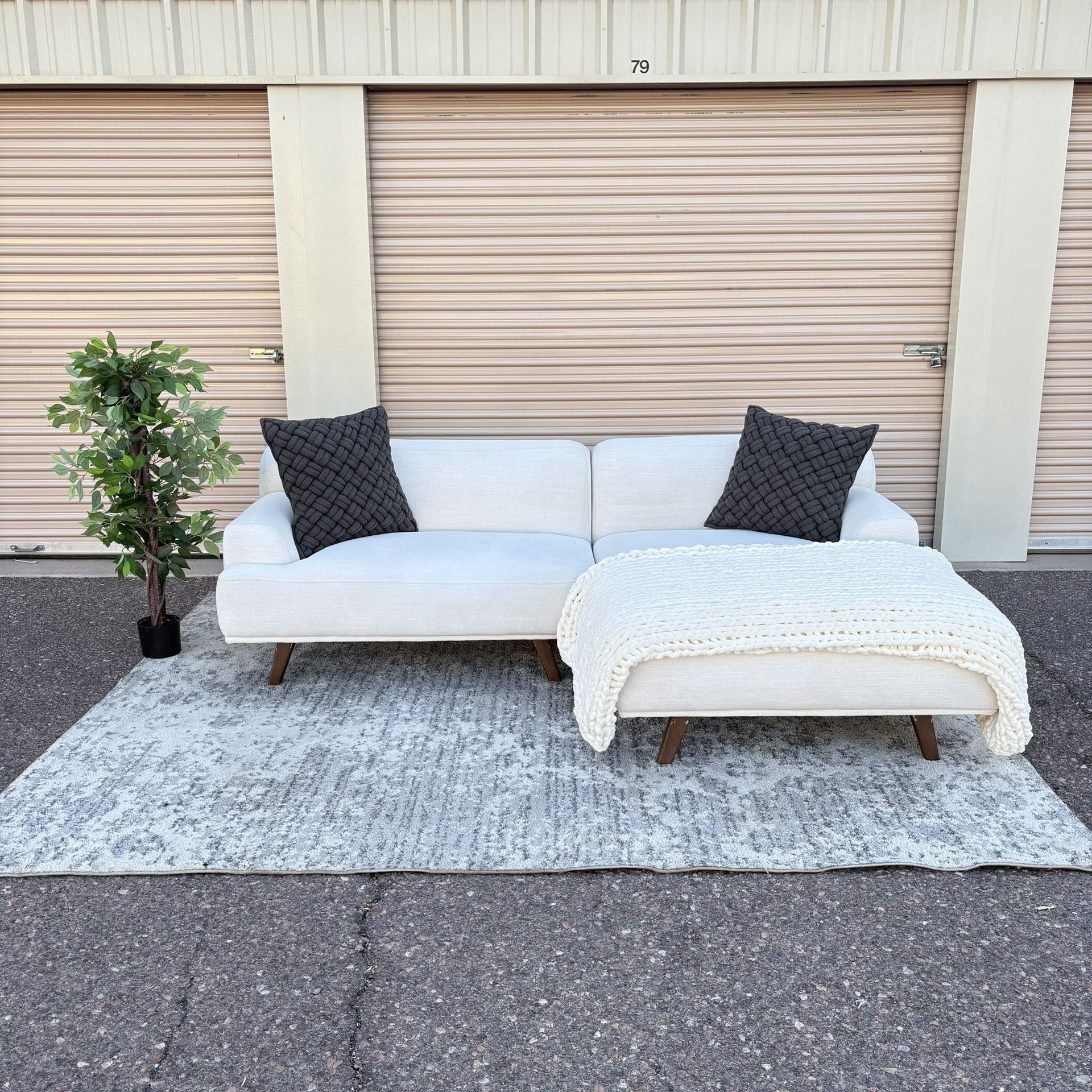 Poly and Bark 2pc White Mineta Sectional - Delivery
