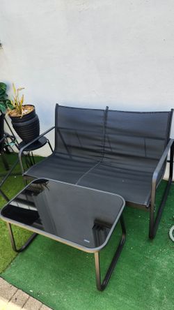 Patio Furniture For Sell Loveseat and Glass Table Black