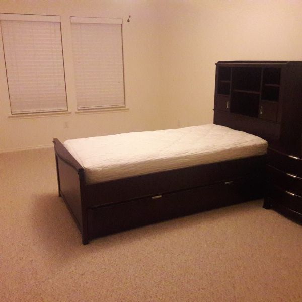 Twin Bed For In Little Rock, Mainstays Mates Storage Bed With Bookcase Headboard Twin Cinnamon