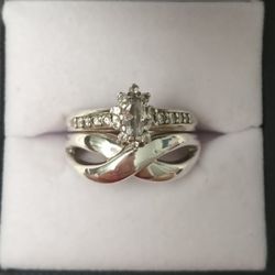 925 Silver Engagement Ring With Forever Band 