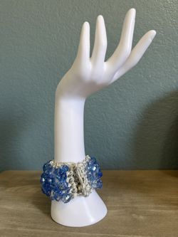 Wistband,crochet,crystal,blue Medum