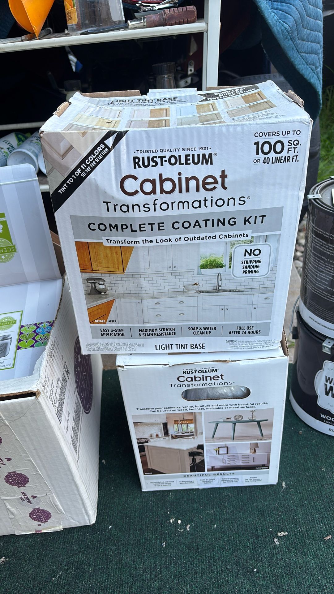 Rustoleum Cabinet Transformati Kit Light Brand New Box both for 30 dollars great for kitchen cabinets we’re moving