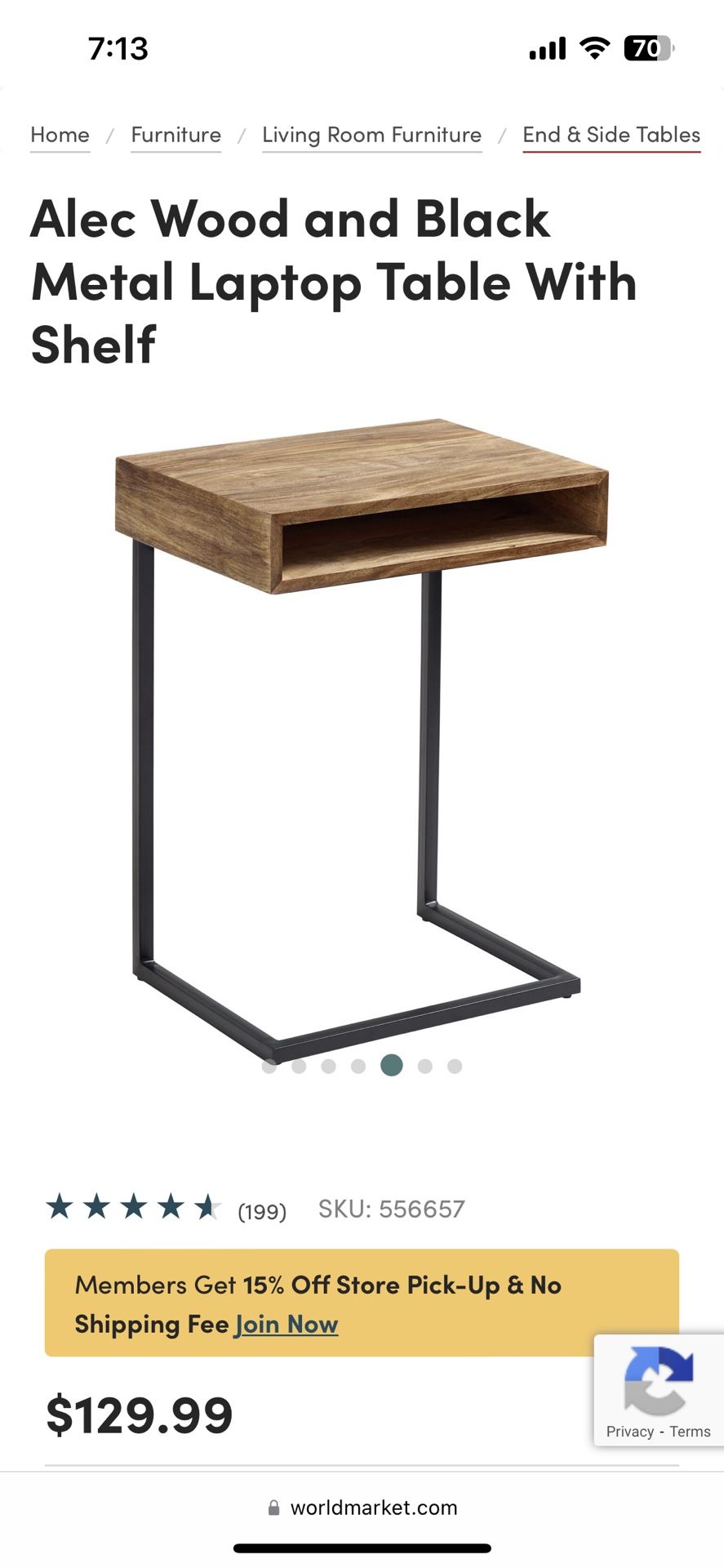 Wood alec laptop sale table with shelf