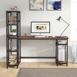 Black Reversible Computer Desk With Hutch