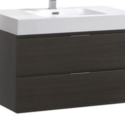 Fresca Valencia 36-in Gray Oak Single Sink Floating Bathroom Vanity 